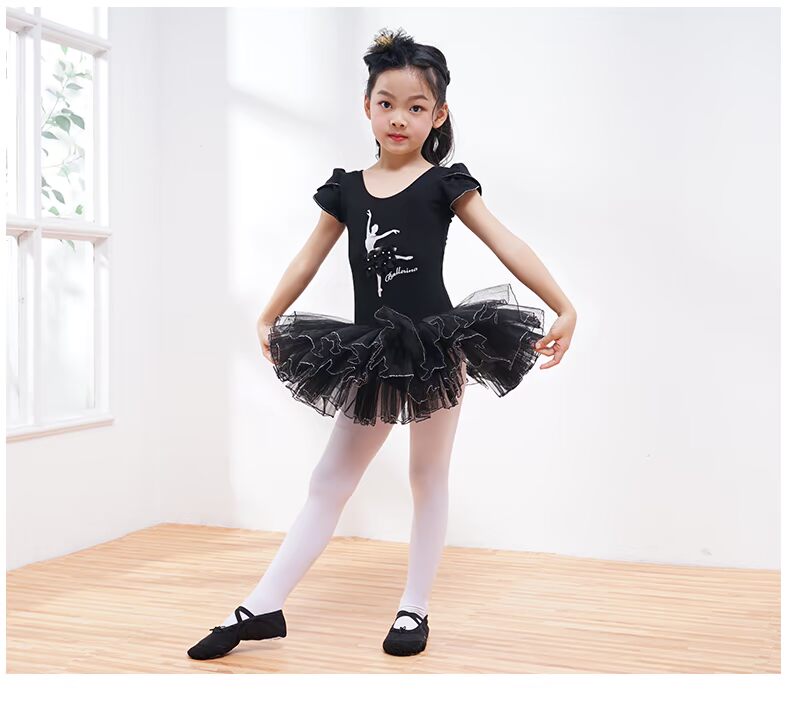 Quần áo trẻ em mùa hè quần áo khiêu vũ cô gái váy ngắn tay ba lê trẻ em múa thực hành quần áo hiệu suất quần áo - Trang phục trang phục dân dộc các nước trẻ em