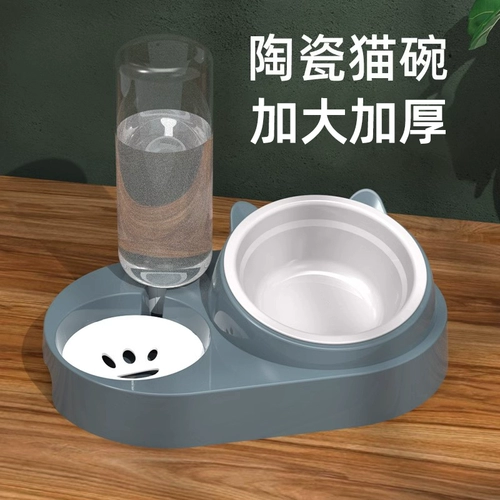 Кошачья чаша для собачья чаша кошка чаша двойная чаша автоматическая питьевая вода с наклонной рту