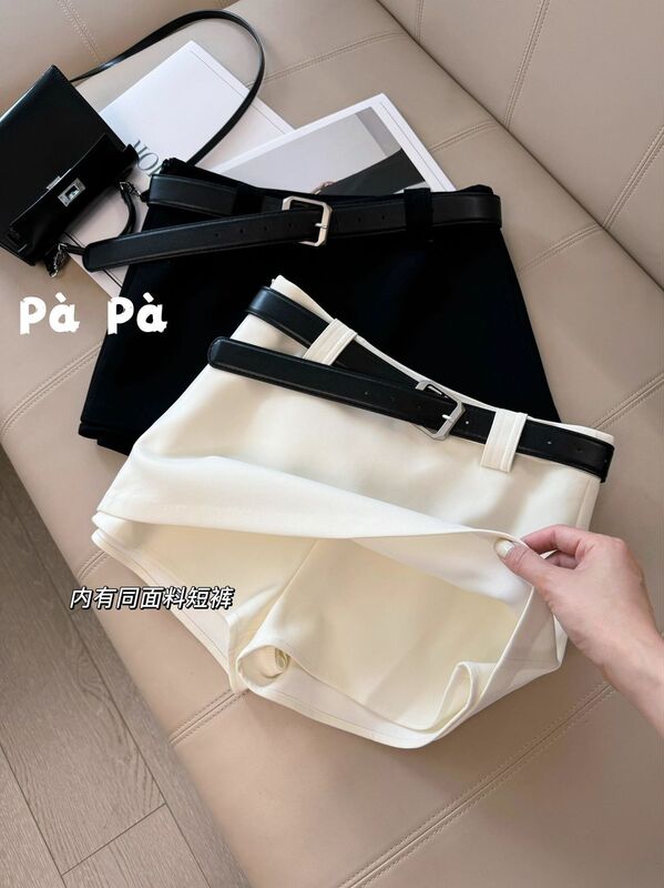 White Suit Casual Short Skirt Pants Anti-Exposure Hip-Hugging Short Skirt Half Skirt Women's Spring and Summer New Slimming Shorts Skirt White Suit Casual Short Skirt Pants Anti-Exposure Hip-Hugging Short Skirt Half Skirt Women's Spring and Summer New Slimming Shorts Skirt
