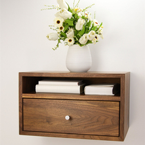 Fan-style light extravagant wall-mounted bed head cabinet with drawer double layer comb dresser suspended solid wood bookshelf modern minimalist bookcase