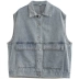 Phụ nữ mùa thu phiên bản Hàn Quốc của phụ nữ áo vest denim cỡ lớn mm béo cỡ lớn áo khoác ghi lê không tay rộng rãi công cụ xu hướng áo khoác ghi lê - Áo vest