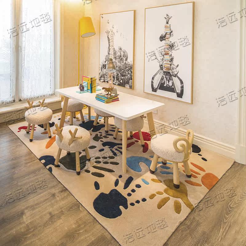 Fashion abstract color children's cartoon carpet living room coffee table sofa bedroom study dining room handmade carpet custom