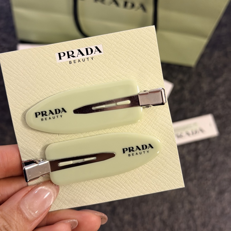 Prada Green Logo Hair Clip from Domestic Stores, Hair Accessory Clip, Duckbill Bangs Clip, Side Barrette