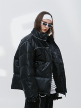 NECY reflective alien leather black short cotton clothes for men and women trend street hip-hop casual loose bread clothes