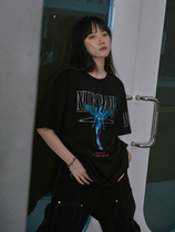 NECYANEW band angel printing letters short-sleeved female couple ins fashion personality fun graffiti casual T-shirt