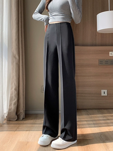 Флисовые штаны для отдыха, осенний костюм, высокая талия, осенние, 2025 года, подходит для подростков, свободный прямой крой, стройный силуэт