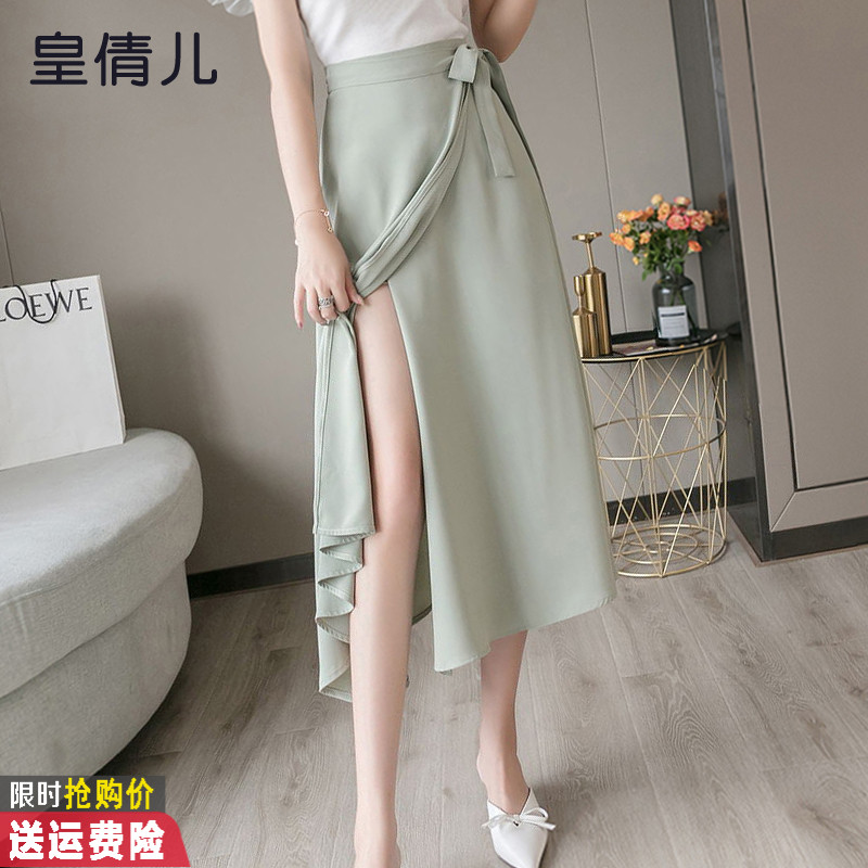 One-piece half-body dress with high waist and hip thigh thick skirt mid-length version a word dress long skirt autumn new lace wrap dress