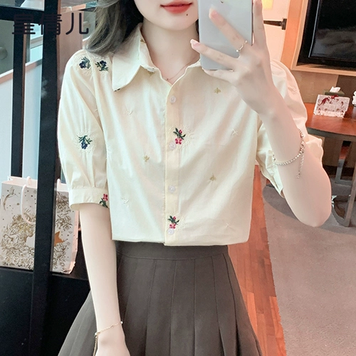 Рубашка, летняя летняя одежда, воротник поло, короткий рукав, 2024 года, оверсайз