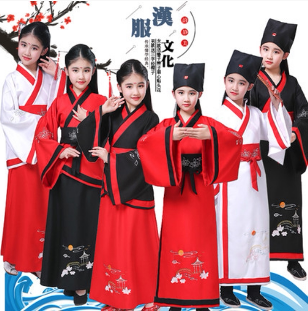 Children's Antique Han to Chinese style boys and girls' national school clothes recited three words by disciples to perform outfit