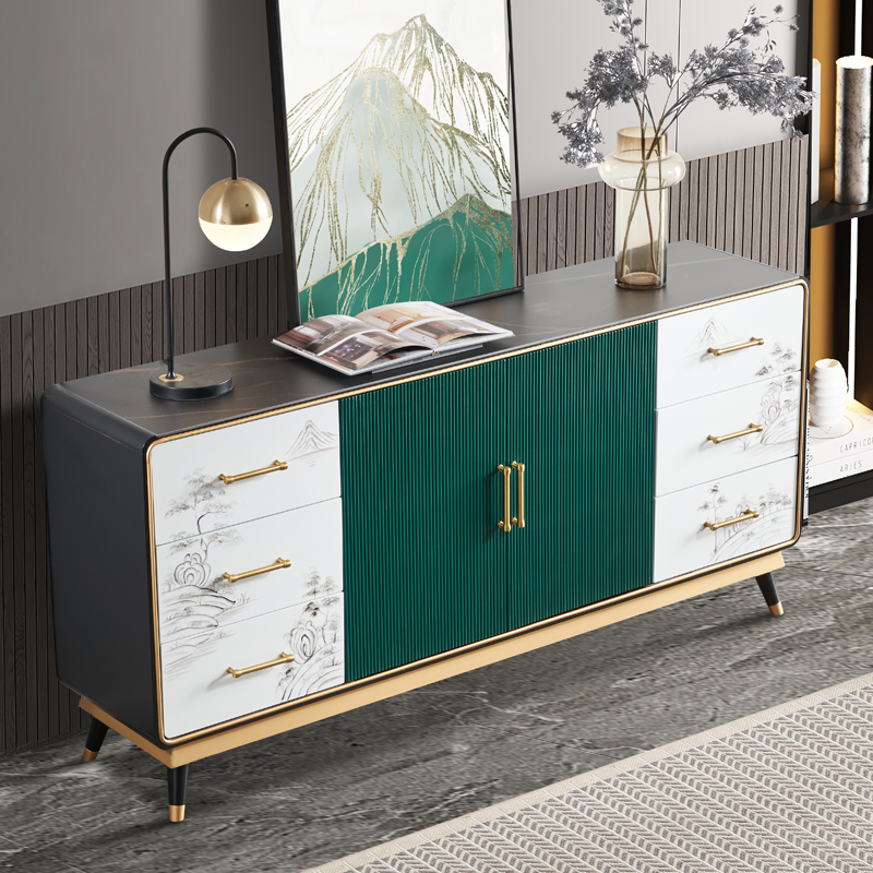 Light luxury painted solid wood sideboard modern living room sideboard modern minimalist porch cabinet against the wall storage cabinet storage cabinet