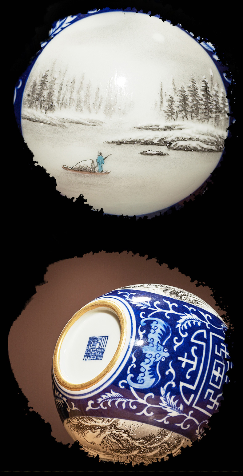 Better sealed up with jingdezhen Chinese blue and white porcelain vase bottles of archaize of furnishing articles rich ancient frame gourd color ink to restore ancient ways small expressions using