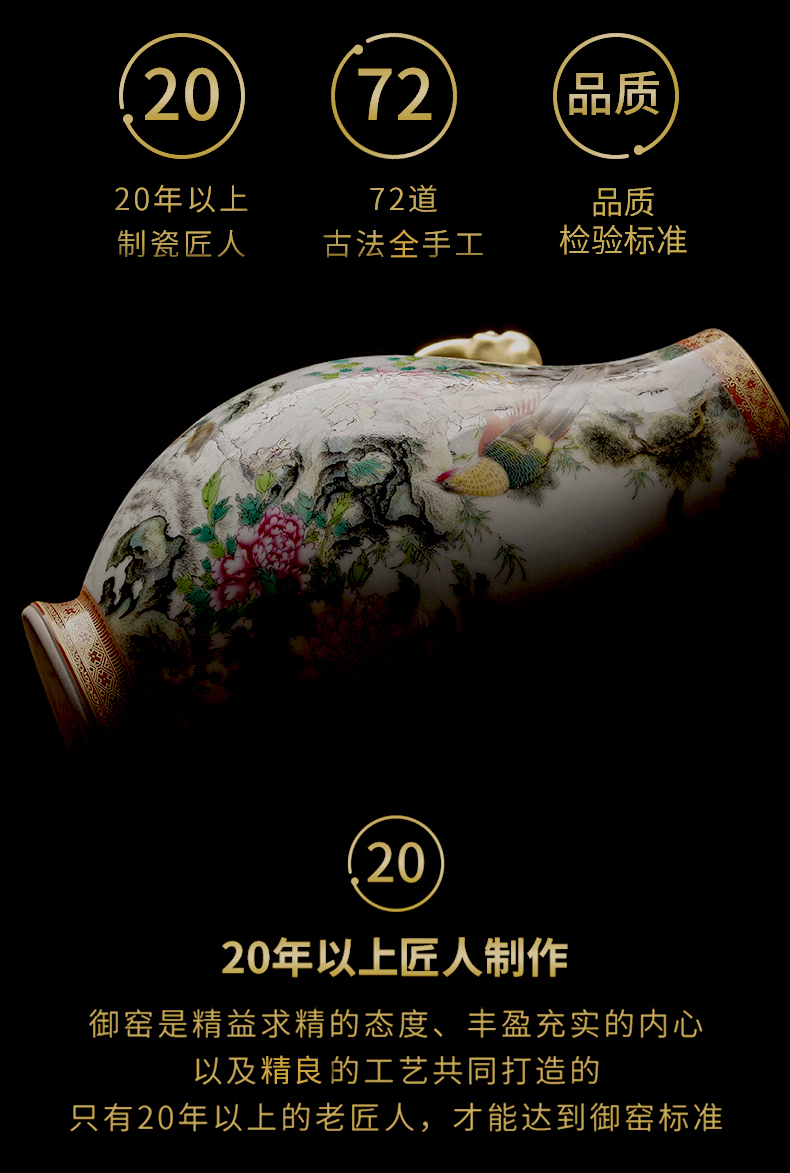 Ning hand - made antique vase seal up with jingdezhen ceramic bottle furnishing articles sitting room peony double listen barrels of blue and white porcelain