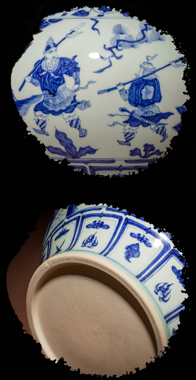 Better sealed up with jingdezhen ceramic guiguzi down large Chinese blue and white porcelain is general furnishing articles can rich ancient frame porcelain