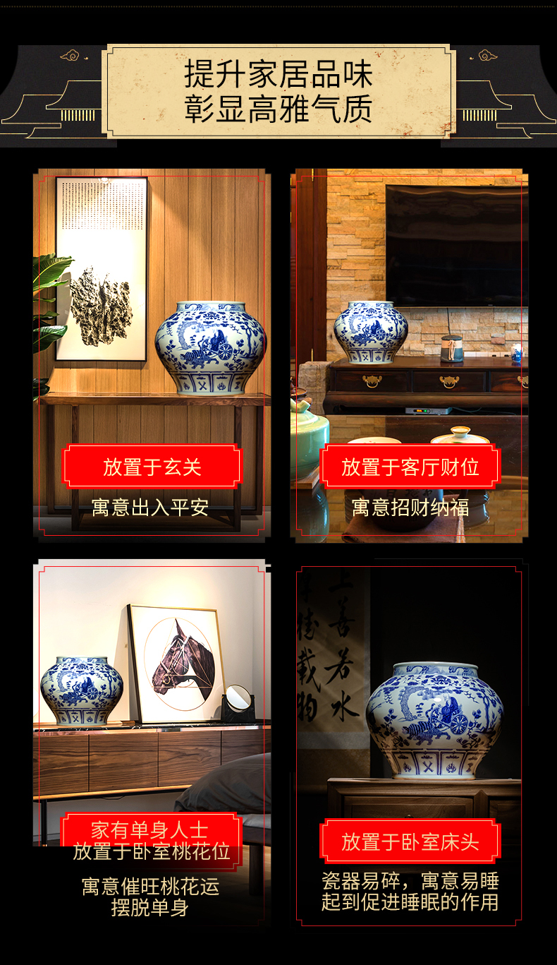 Better sealed up with jingdezhen ceramic guiguzi down large Chinese blue and white porcelain is general furnishing articles can rich ancient frame porcelain