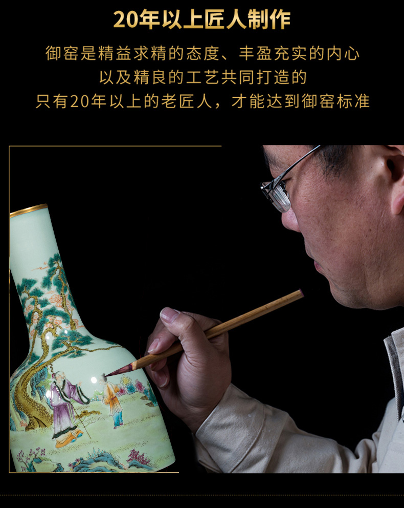 Ning hand - made antique vase seal up with jingdezhen ceramic bottle vase furnishing articles pastel character lines a bell and living room