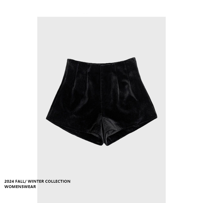 Forever 21 Black Velvet High-Waisted Shorts for Women 2026 Summer New Slimming A-Line Loose Wide-Leg Hot Pants Forever 21 Black Velvet High-Waisted Shorts for Women 2026 Summer New Slimming A-Line Loose Wide-Leg Hot Pants