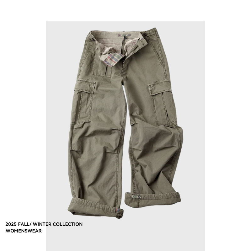 Forever 21 American-Style Workwear Multi-Pocket Color-Block Loose Versatile Casual Low-Rise Pants 2026 Autumn and Winter New Collection