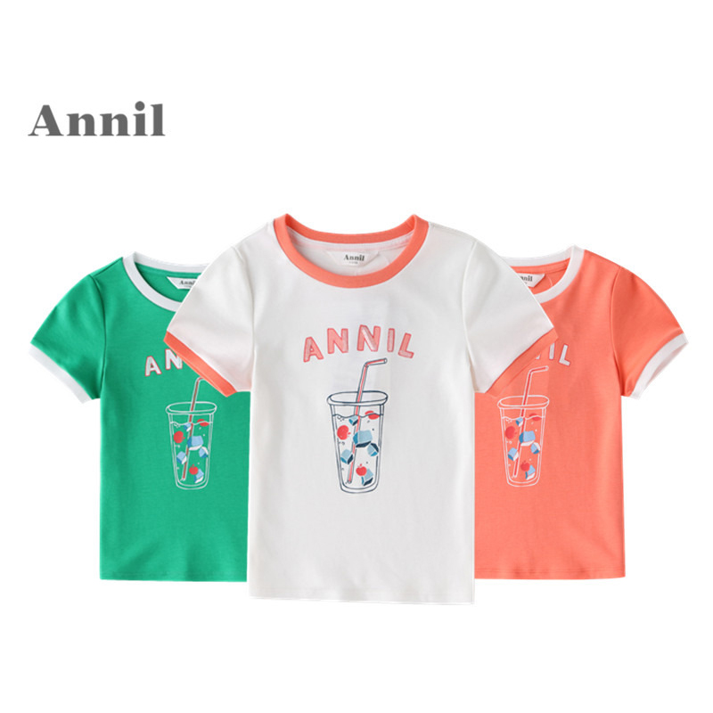 Annai children's clothing girls summer cotton round neck short-sleeved sweater T-shirt bottoming shirt AG921603