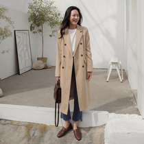 Suit collar windbreaker jacket Womens medium-length knee-length Korean version loose thin 2021 spring and autumn new suit windbreaker