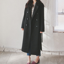 Korean version of woolen coat women 2021 autumn and winter New waitmore woolen coat long knee lace