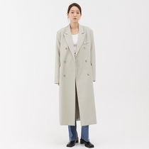 Suit collar version windbreaker womens long knee-length 2021 spring and autumn coat thin Korean version loose double-breasted windbreaker