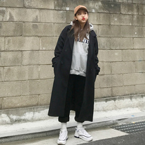 Loose Korean version of woolen coat womens knee long 2021 autumn and winter New Large size student woolen coat thickened