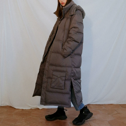 Сверхдлинный пуховик, куртка, коллекция 2021, в корейском стиле