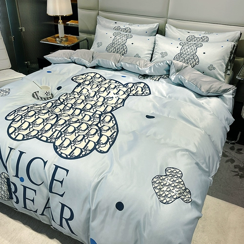 Шелковый шелковистый комплект, пододеяльник, простыня, легкий роскошный стиль, 4 предмета