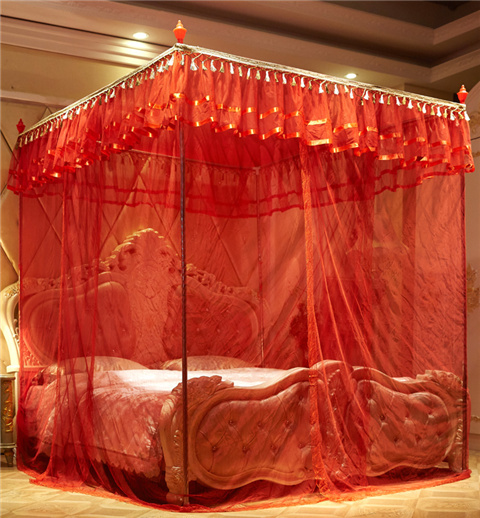 Độc tài khoản để mua màn chống muỗi mã hóa dày sợi lớn màu đỏ vuông palace 1.8m ba cửa rèm cửa đúp hộ 2 mét - Lưới chống muỗi kiểu mùng ngủ đẹp