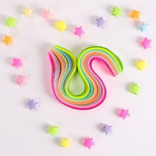 五角星幸运星荧光纯色条状彩纸折纸