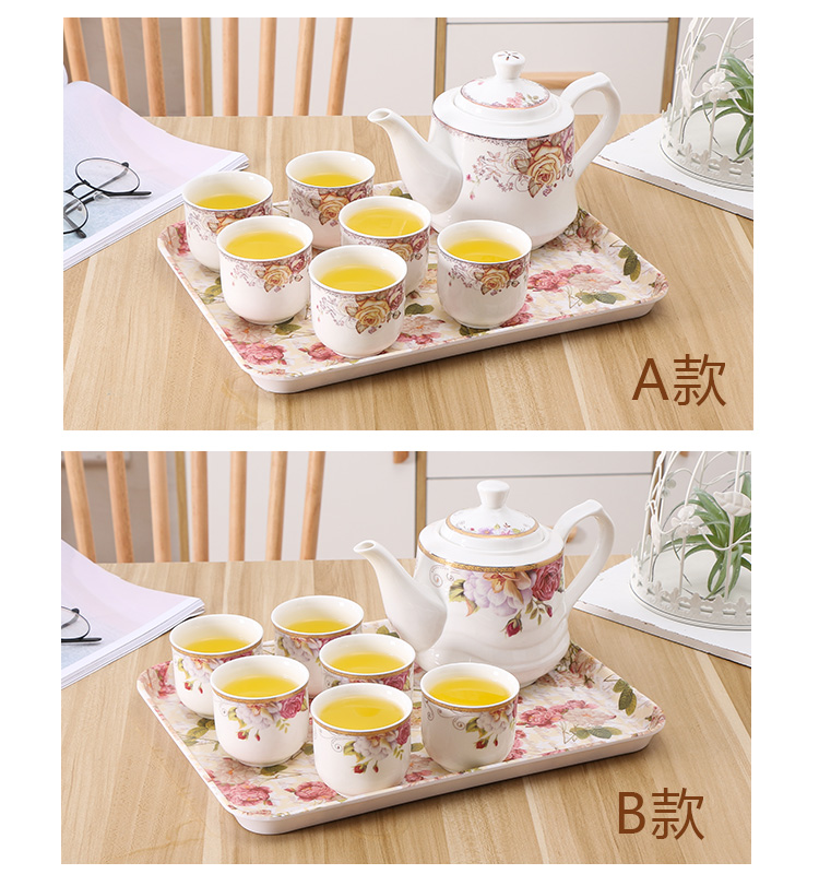 Bộ ấm trà bằng gốm ấm trà cao cấp chịu nhiệt tách trà với khay đặt quà cưới Bộ dụng cụ pha trà - Trà sứ bình uống trà