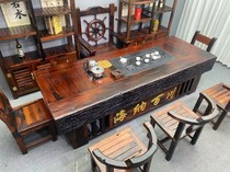 Old boat wood tea table and chair combination set solid wood tea table Kung Fu tea art table home tea table Chinese tea making table