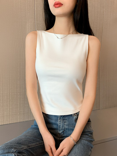Белая женская майка, новинка лета 2026, с открытыми плечами, из чистого хлопка, с красивой спинкой, без рукавов, для ношения под одеждой.