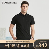 BOSSsunwen Bose ShenWei mulberry silk T-shirt polo shirt mens summer new slim body shirt short sleeve top