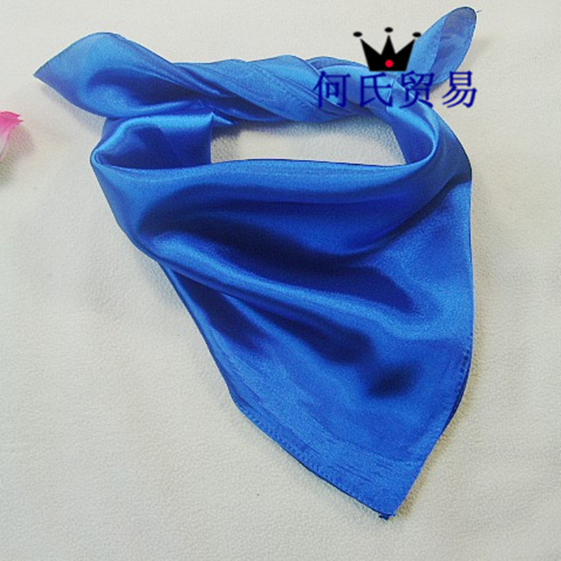 Bao Blue Silk Scarf Pure Color Bank Hotel Nurse Flight Attendant Attendant to work with small fang towel Leisure 100 Lap Scarves