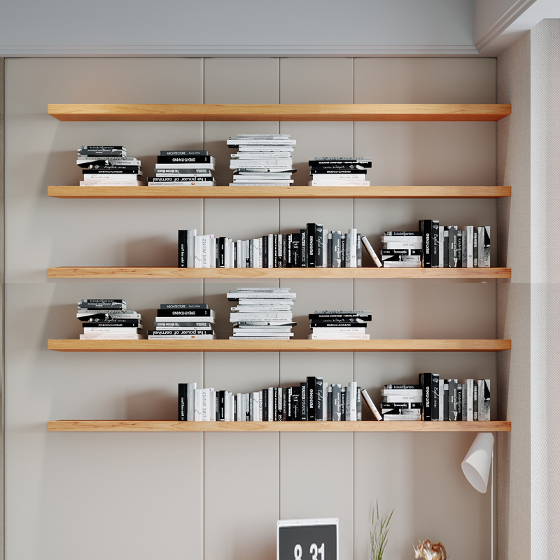 Solid Wood Partition Shelf, Wall-Mounted Bookshelf, Decorative Tv Background Wall, Natural Wood Multi-Layer Storage Rack