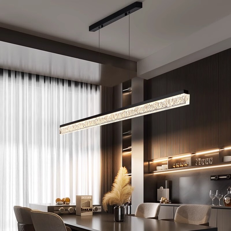 Restaurant Chandelier 2026 New Model Italian Minimalist Linear Ice Crack Pattern Bar Island Main Chandelier Eye Protection