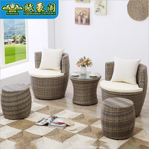 Patio Balcony Rattan Chairs Combined Outdoor Garden Creative Chairs Casual Rattan Table And Chairs Furniture Three Sets Small Table And Chairs