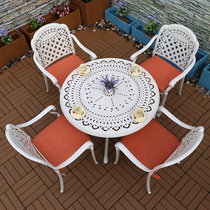 Outdoor Table And Chairs Iron Art Courtyard Table And Chairs Garden Casual Cast Aluminum Table And Chairs Five Sets Terrace Balcony Table And Chairs White