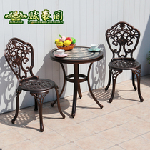 Outdoor table small tea table cast aluminium table and table combined patio outdoor iron art Leisure table Three sets of balcony furniture