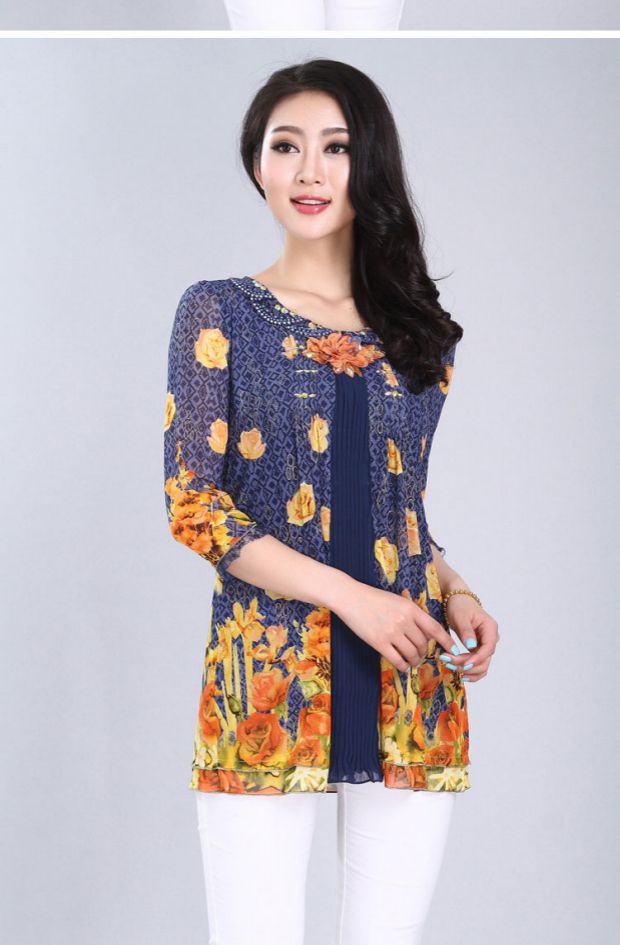 Kaiyong 2016 mùa xuân mới chính hãng Quần áo nữ Shangya trên áo sơ mi nữ ren ngắn kích thước lớn dành cho nữ áo công sở nữ