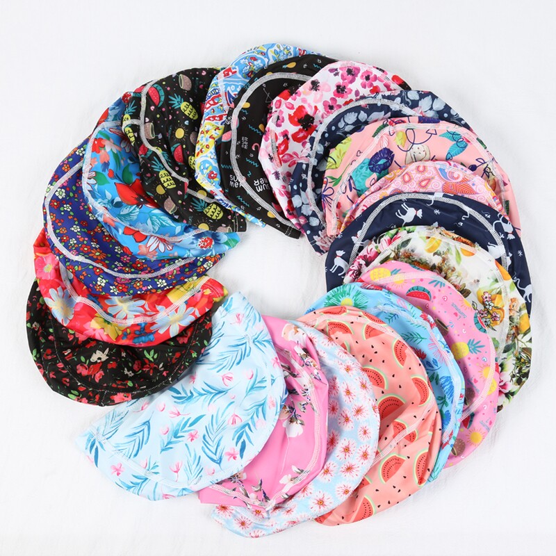 Swimming cap women's new calico cap large size long hair comfortable but not tight head fashion adult female nylon swimming cap factory