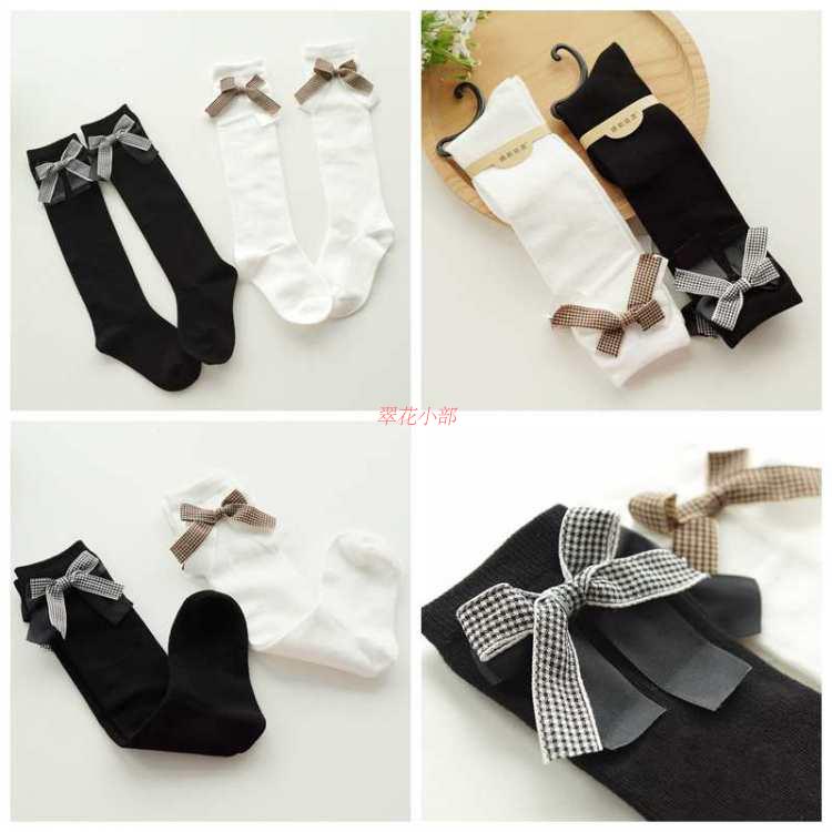 Trẻ em vớ mùa xuân và mùa hè cô gái cô gái vớ mỏng cotton trắng vớ vớ cô gái nhỏ màu đen vớ cao tất điệu cho bé gái 