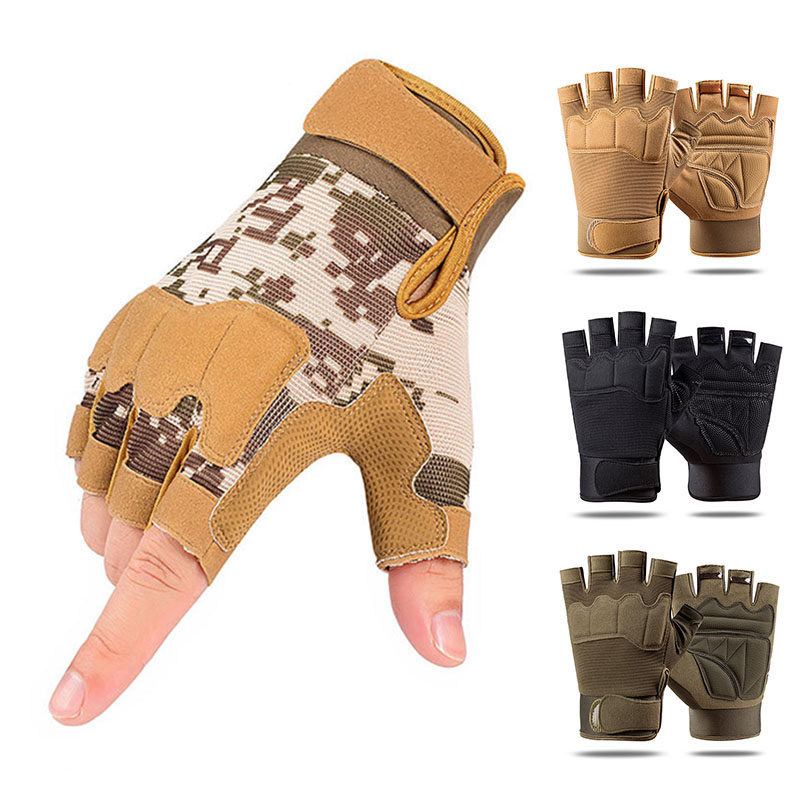 Army fan version outdoor tactical half-finger gloves for men and women sun protection sports fitness non-slip riding mountaineering gloves autumn and winter