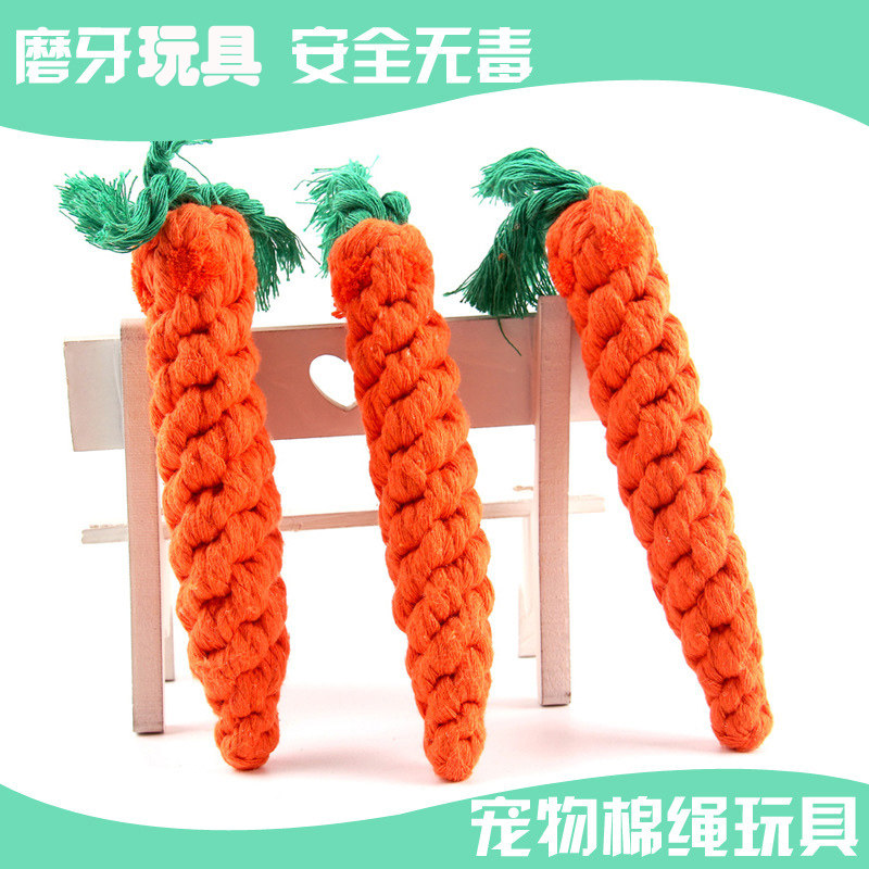 Pet Cotton Rope Toy Dog Handwoven Cotton Rope Carrot Dog Teeth Cleaning Pet Toy