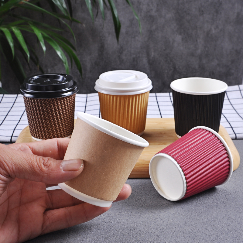 Yimaijia Disposable 4oz 100ml Double-Layer Coffee Corrugated Cup Tasting Cup Small Paper Cup Insulated and Anti-Scalding, Can Be Equipped with a Lid