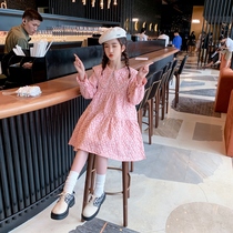Korean girl autumn winter dress 2021 new long-sleeved middle big boy child girl foreign net red princess skirt