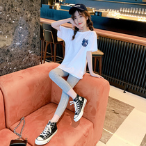 Korean girl print short sleeve summer dress 2021 summer new Han Beom Da Tong Yangqi girls casual sports suit