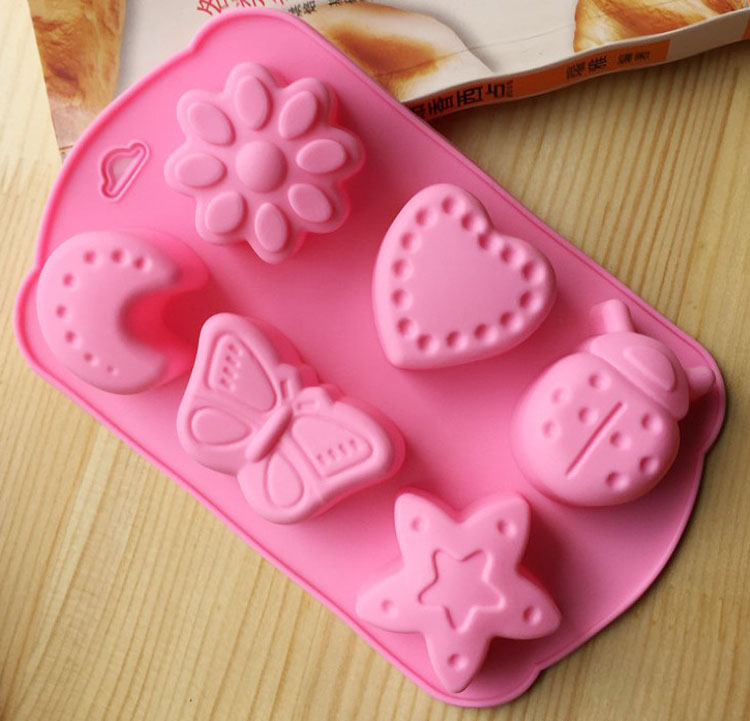 6 lỗ hoa sao trăng côn trùng làm bằng tay xà phòng khuôn silicone khuôn làm kem