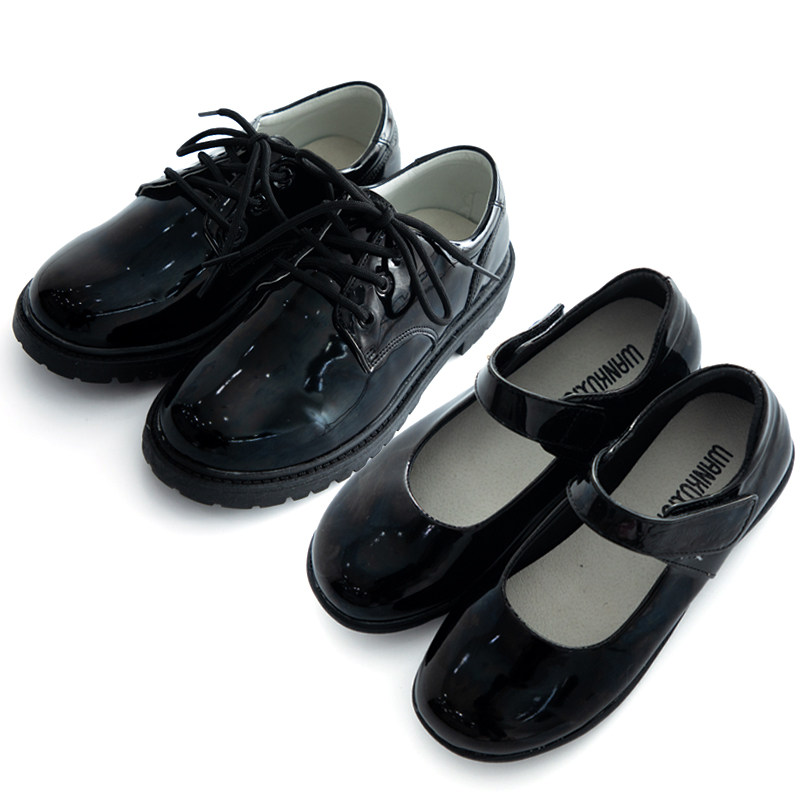 Kids Shoes Boys Show Leather Shoes Spring Student Girls Kids Show Dress Shoes Leather English Style Black Single Shoes